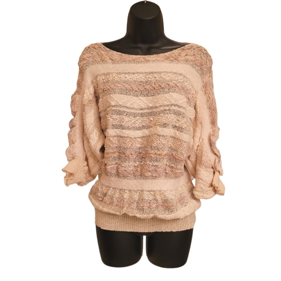 French Rags 80's Cream Angora Silk Blend Bat Wing Sweater - Picture 2 of 7